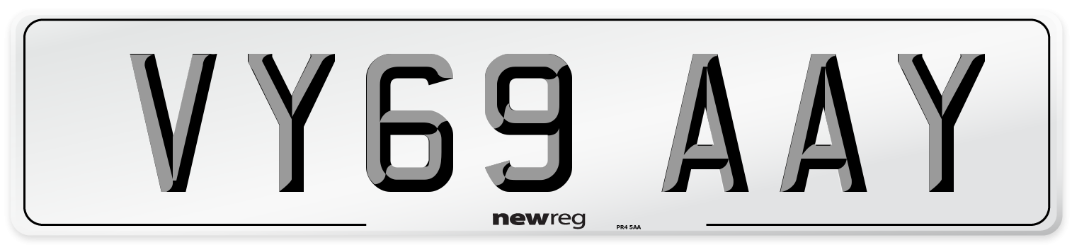 VY69 AAY Number Plate from New Reg